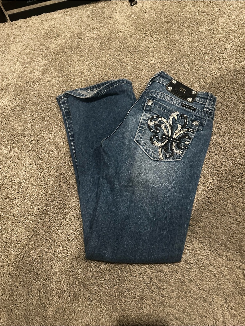 Miss Me Dark Blue Embellished Boot Cut Jeans - Picture 2 of 5